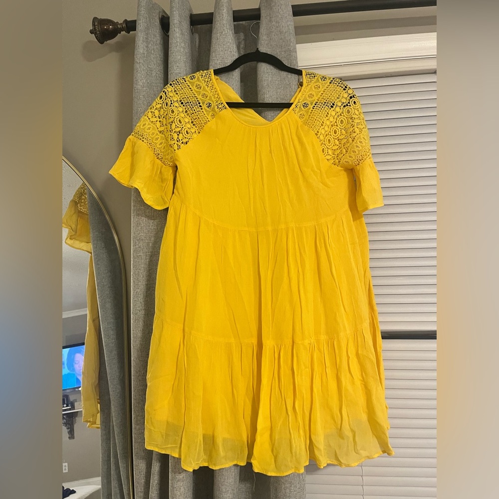 Yellow Lace Detail Top